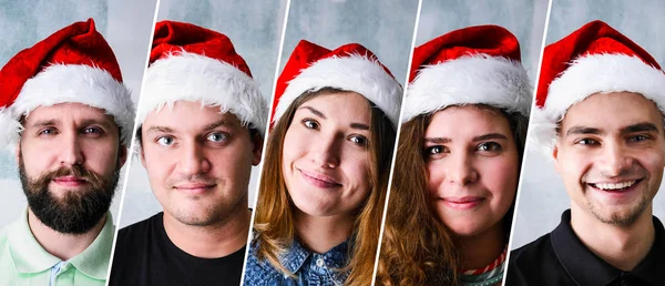 Pessoas que usam chapéu de Pai Natal — Fotografia de Stock