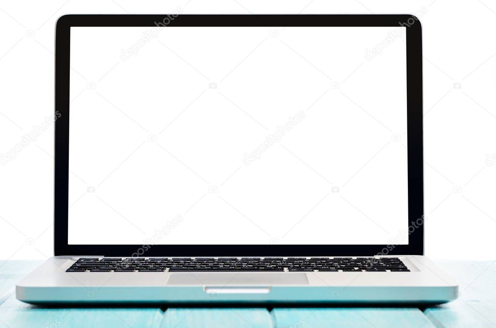 Modern laptop computer, top view