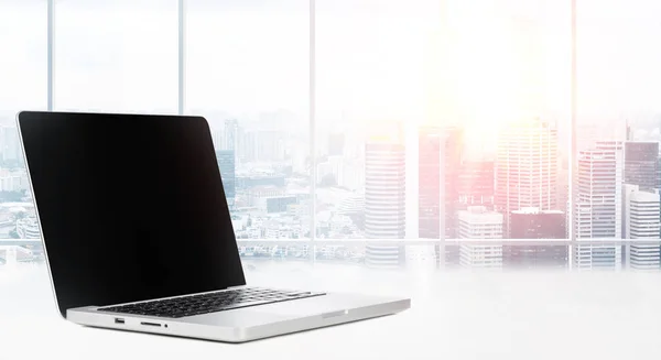 Desktop with panoramic view — Stock Photo, Image