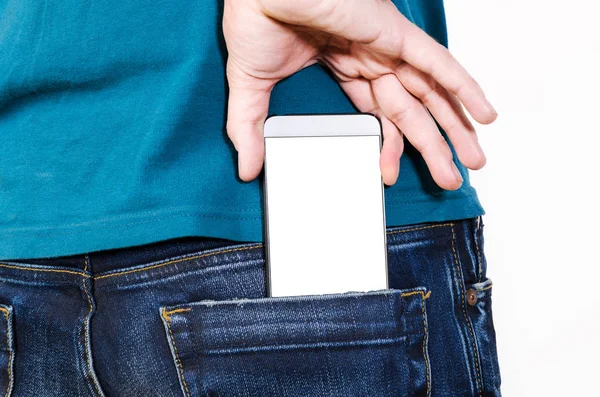 Mozgatható telefon-ban egy zseb — Stock Fotó