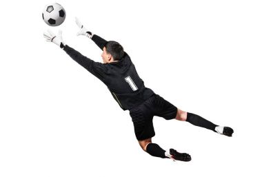 Futbol ya da futbol Kaleci topu yakalıyor