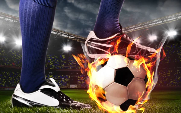 Legs of soccer or football player — Stock Photo, Image