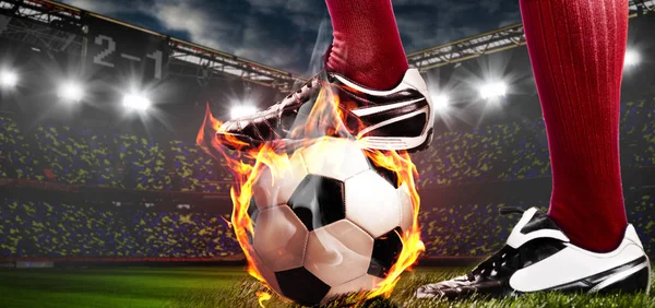 Legs of soccer or football player — Stock Photo, Image