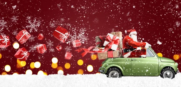 Babbo Natale in auto — Foto Stock