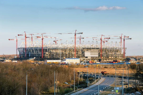 Rosztov új labdarúgó-stadion építését. Oroszország — Stock Fotó