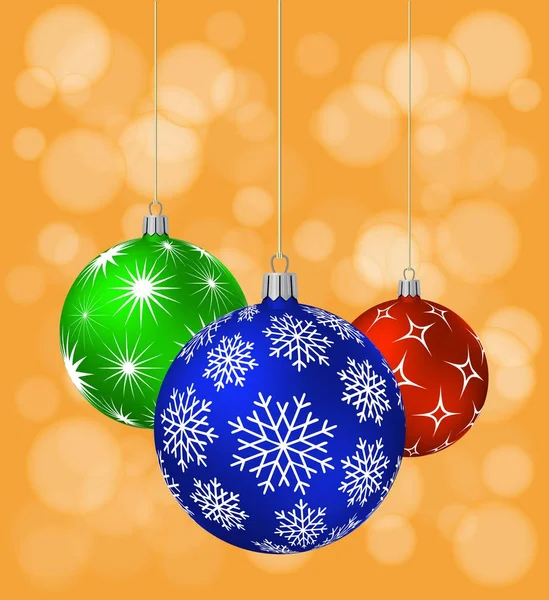 Tre palle di Natale con diversi modelli — Vettoriale Stock