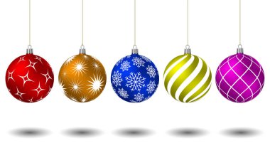 Renkli Noel topları farklı desenleri ile