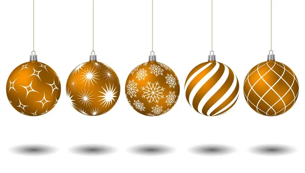 Orange christmas balls with different patterns — Stock Vector
