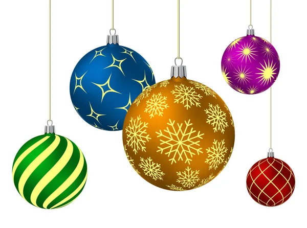 Colored christmas balls with different patterns — Stock Vector