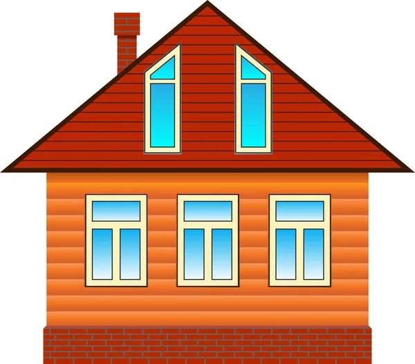 Landhaus mit Dachboden — Stockvektor