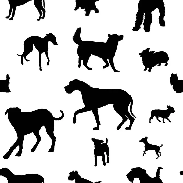 Seamless pattern with dog silhouettes — Stock Vector