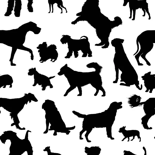 Seamless pattern with dog silhouettes — Stock Vector