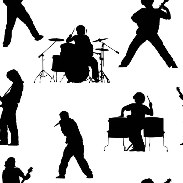 Seamless pattern with rock musicians — Stock Vector