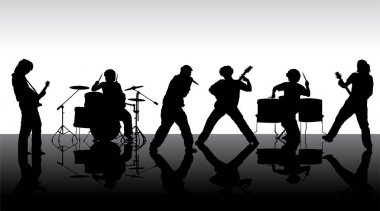 Rock band siluet sahnede
