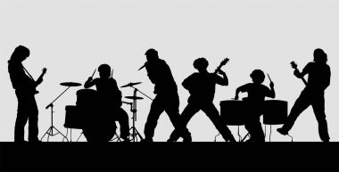 Rock band siluet sahnede