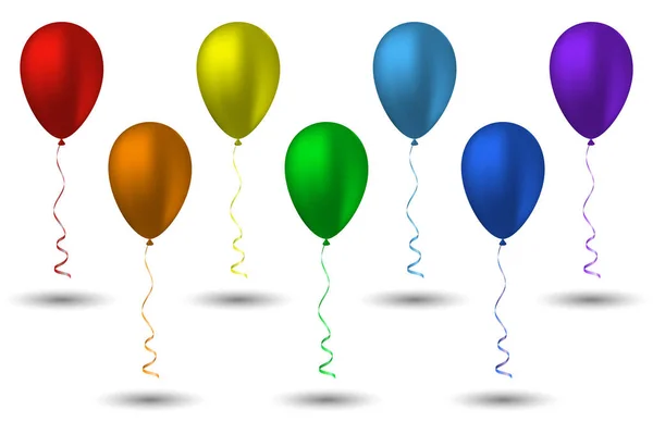 Gökkuşağının renkleri yedi balonlar — Stok Vektör
