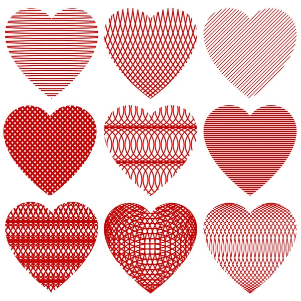 Un ensemble de coeurs pour la Saint-Valentin — Image vectorielle