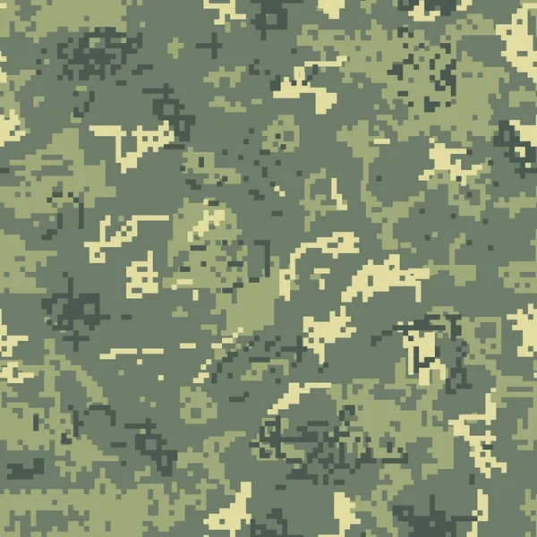 Camuflaje verde sin costuras del patrón de píxeles — Vector de stock