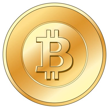 Bitcoin işareti olan altın sikke
