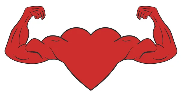 Heart with muscular arms — Stock Vector