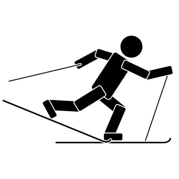 Corrida de esqui. Ícone plano — Vetor de Stock