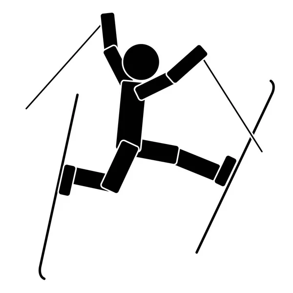 Freestyleåkning med skidor. Flat ikonen — Stock vektor