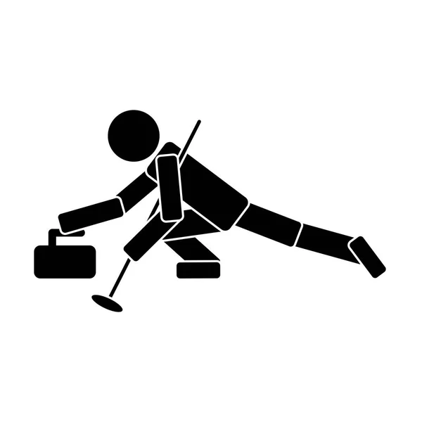 Curling. Icono sobre fondo blanco — Vector de stock