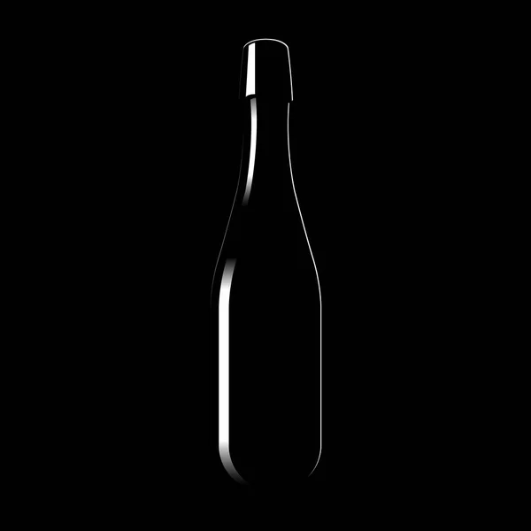 Sylwetka szklana butelka wina musującego — Wektor stockowy