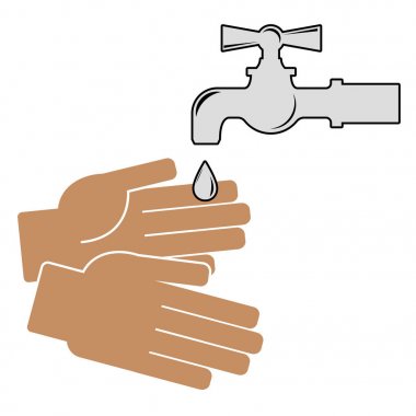 Ellerini yıka. Beyaz arka plan üstünde kutsal kişilerin resmi