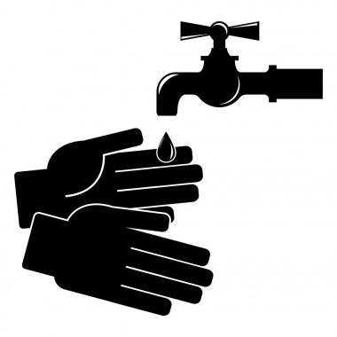 Ellerini yıka. Beyaz arka plan üstünde kutsal kişilerin resmi