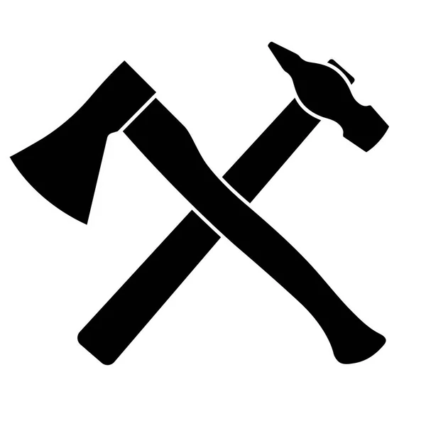 Hache et marteau sur fond blanc — Image vectorielle