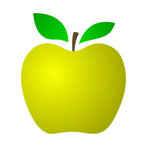 Manzana amarilla sobre fondo blanco — Vector de stock