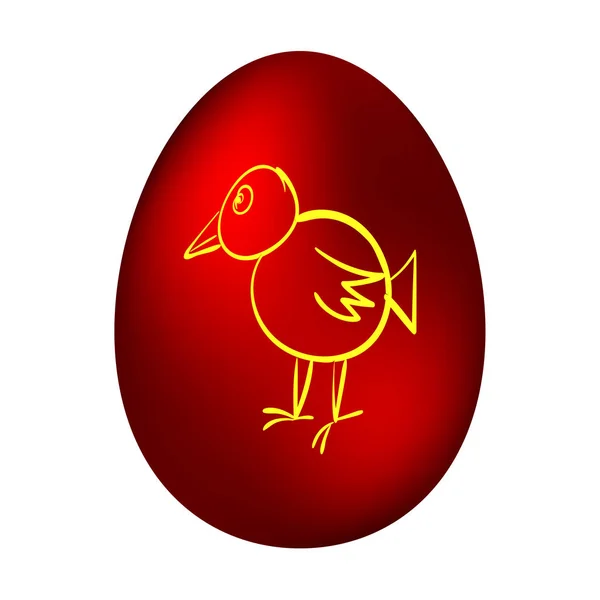 Easter egg with a picture of a chicken — Stock Vector