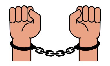 Handcuffs on the hands of the criminal clipart
