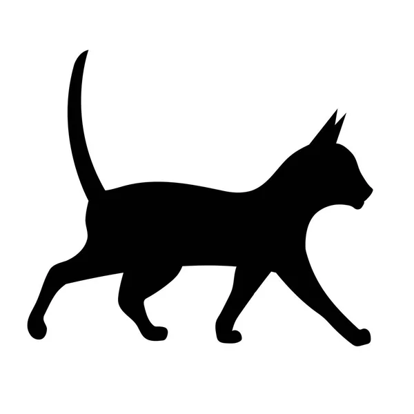 Silhouette nera di un gatto che cammina — Vettoriale Stock