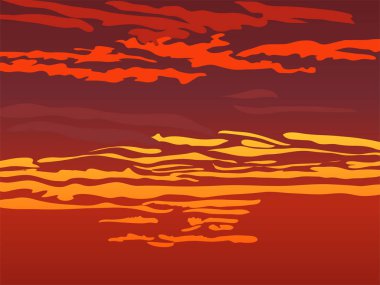 Kırmızı turuncu gökyüzü güneş battıktan sonra