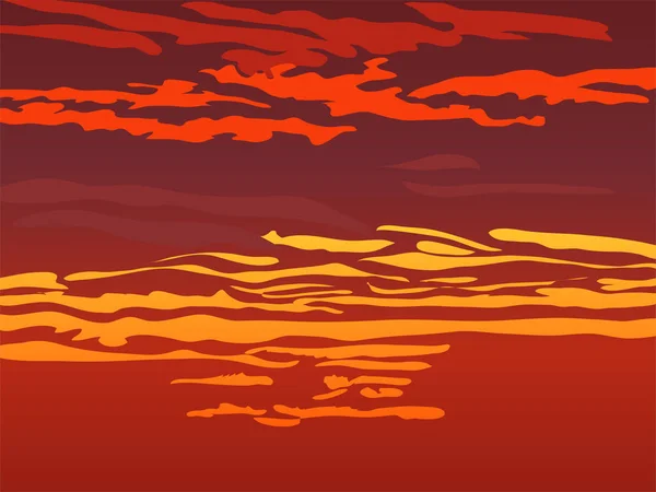 Červená oranžová obloha po západu slunce — Stockový vektor