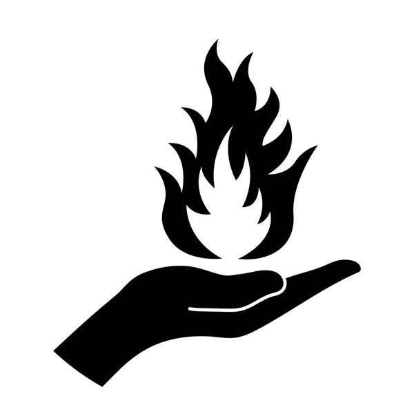 Icon fire on the hand — Stock Vector