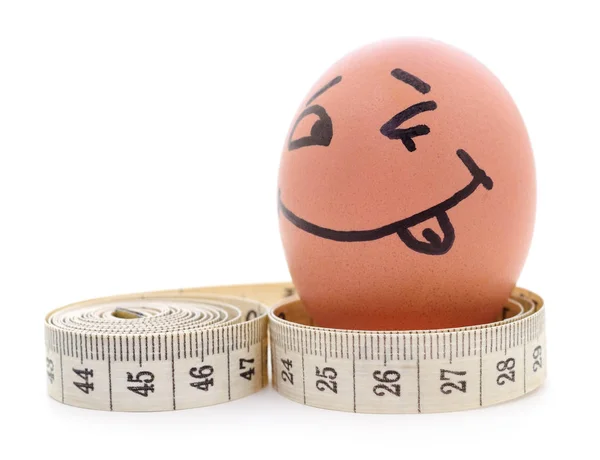 Jajko i taśma pomiarowa. — Zdjęcie stockowe