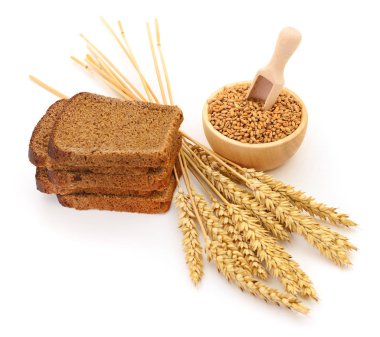 Kasede buğday, kulaklar ve ekmek.