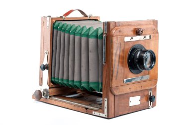 Eski büyük ahşap fotoğraf makinesi
