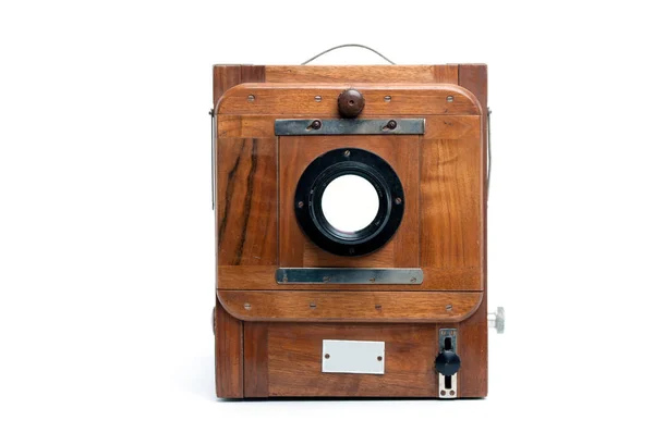 Παλιά μεγάλη ξύλινη φωτογραφική μηχανή — Φωτογραφία Αρχείου