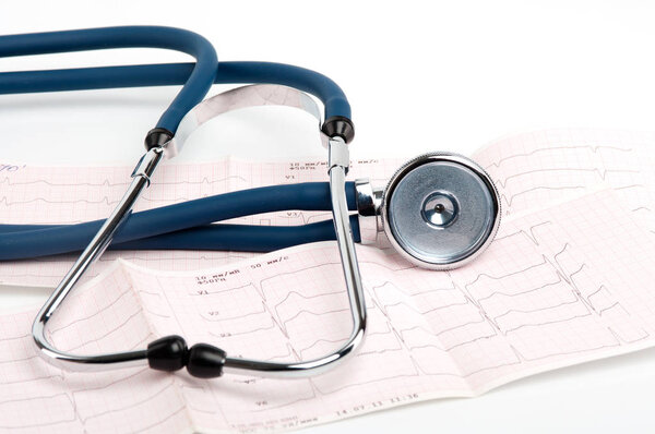 Stethoscope on cardiogram