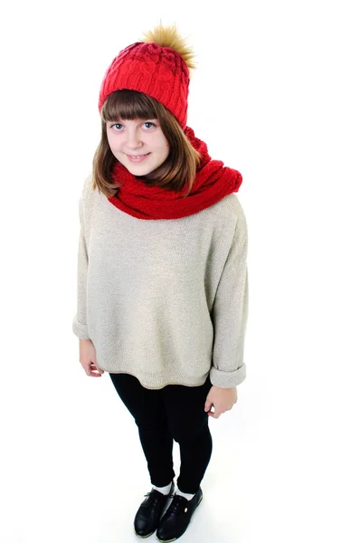 Girl in hat and scarf — Stock Photo, Image
