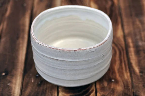 Una Imagen Cerámica Blanca Hecha Mano Wabi Sabi Teabowlpottery Teabowl — Foto de Stock