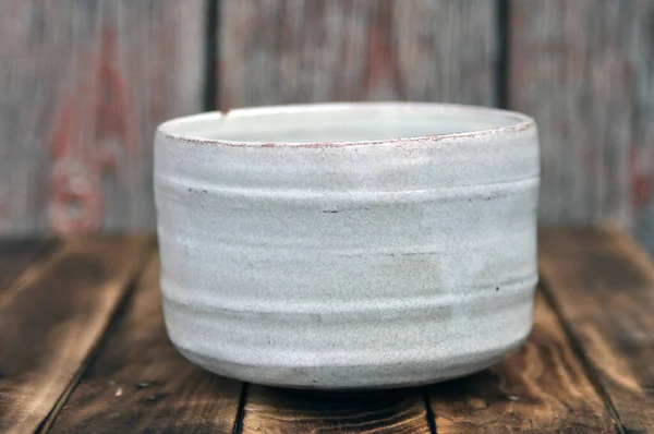 Une Image Poterie Blanche Main Wabi Sabi Teabowlpottery Teabowl — Photo