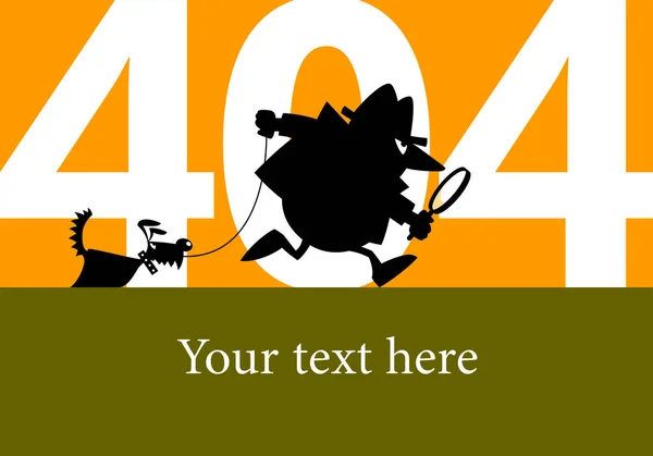 Векторна Ілюстрація Чоловіка Собакою Збільшувальним Склом 404 Номером Позаду — стоковий вектор