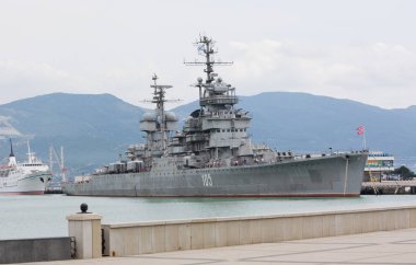 Rusya, Novorossiysk - 9 Mayıs 2014:Artillery kruvazör 