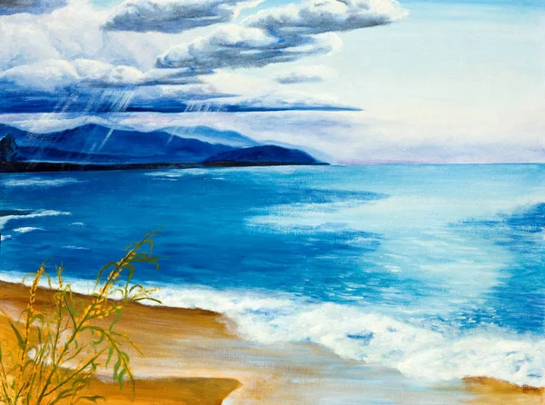 Mountain Lake Storm Oil Painting — Stock Photo, Image