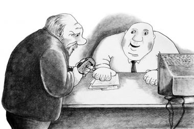 Adam eğildi ve bürokrat dinler 